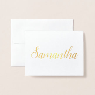 Tarjeta Con Relieve Metalizado Nombre personalizado | La dama de honor Stationery