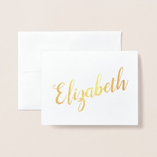 Tarjeta Con Relieve Metalizado Nombre personalizado | Stationery (Anverso con sobre)