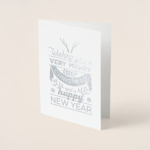 Tarjeta Con Relieve Metalizado Nórdico Relieve metalizado Feliz Navidad Feliz Año