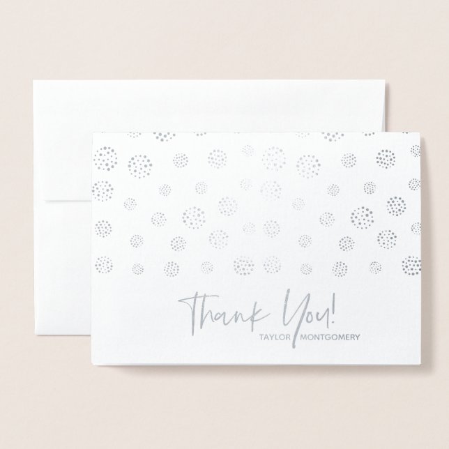 Tarjeta Con Relieve Metalizado Nota de agradecimiento personalizada Plata (Anverso con sobre)