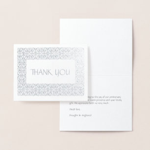 Tarjeta Con Relieve Metalizado Nota de "Gracias" de Silver Elegance All Ochase