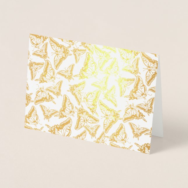 Tarjeta Con Relieve Metalizado Nota de mariposa (Anverso)