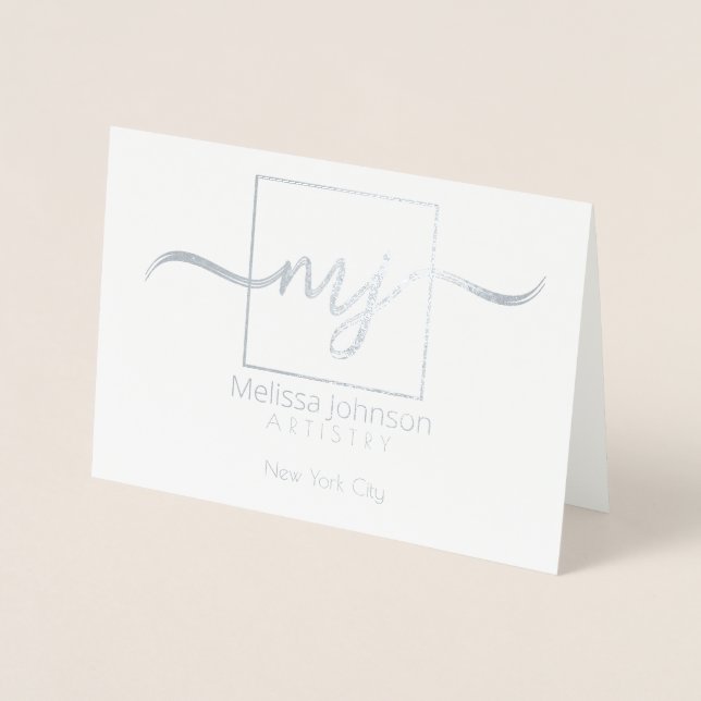 Tarjeta Con Relieve Metalizado Nota personalizada elegante (Anverso)