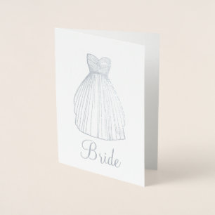 Tarjeta Con Relieve Metalizado Novia Bonito Boda metálico vestido vestido novia