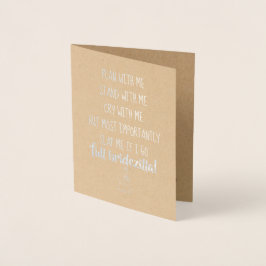 Tarjeta Con Relieve Metalizado Noviazilla Dama de Honor o Bridesmaid muy divertid