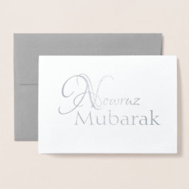 Tarjeta Con Relieve Metalizado Nowruz Mubarak Relieve metalizado en blanco de Año