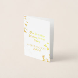 Tarjeta Con Relieve Metalizado Nuestra historia de amor se vuelve para siempre ho