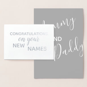 Tarjeta Con Relieve Metalizado Nueva mamá y papi felicitaciones Cepillo elegante
