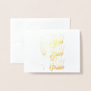 Tarjeta Con Relieve Metalizado Nuevo elogio de Grace de Año Nuevo