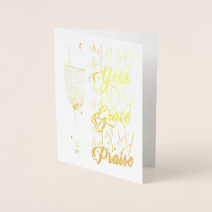 Tarjeta Con Relieve Metalizado Nuevo elogio de Grace de Año Nuevo