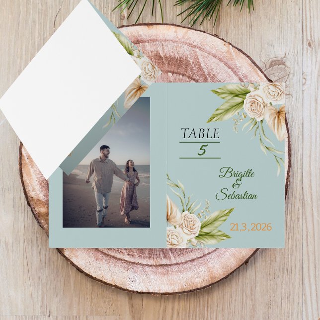 Tarjeta Con Relieve Metalizado Número de tabla Boda de Pampas dobladas (Subido por el creador)