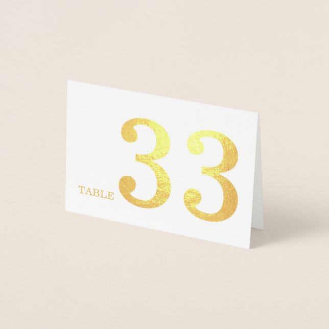 Tarjeta Con Relieve Metalizado Número de tabla de boda (Anverso)