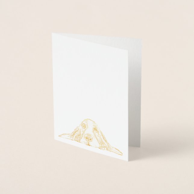 Tarjeta Con Relieve Metalizado ojos de perrito simple blanco negro (Anverso)