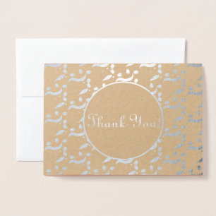 Tarjeta Con Relieve Metalizado Olivas modernas de plata agradecimiento de boda