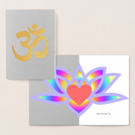 Tarjeta Con Relieve Metalizado Om Symbol Rainbow Lotus