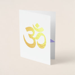Tarjeta Con Relieve Metalizado Om Symbol Rainbow Lotus