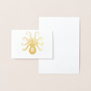 Tarjeta Con Relieve Metalizado Opulpo de Haeckel de Vintage