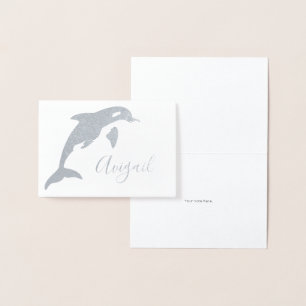 Tarjeta Con Relieve Metalizado Orca Name Stationery