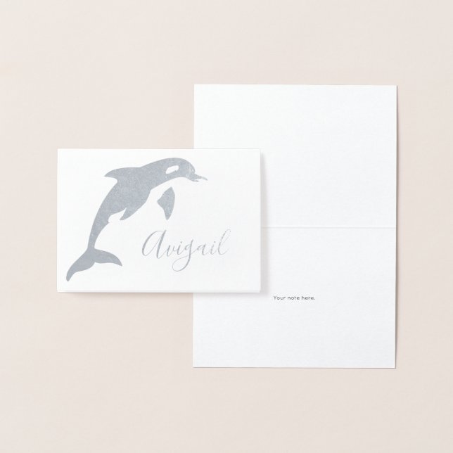 Tarjeta Con Relieve Metalizado Orca Name Stationery (Demostración)