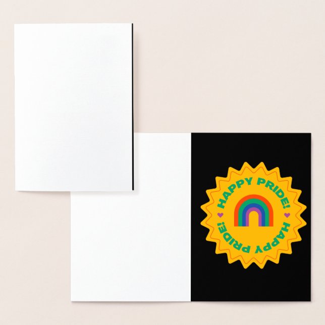Tarjeta Con Relieve Metalizado Orgullo. Feliz orgullo. Amor gay. Color arcoiris (Demostración)