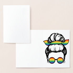 Tarjeta Con Relieve Metalizado Orgullo LGBT. Amor gay
