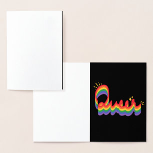 Tarjeta Con Relieve Metalizado Orgullo LGBT+. Amor homosexual.