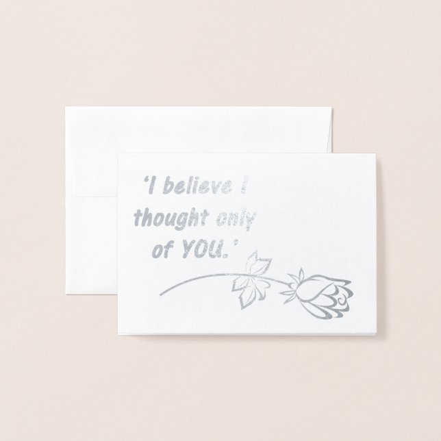 Tarjeta Con Relieve Metalizado Orgullo y prejuicio cita romántica (Anverso con sobre)
