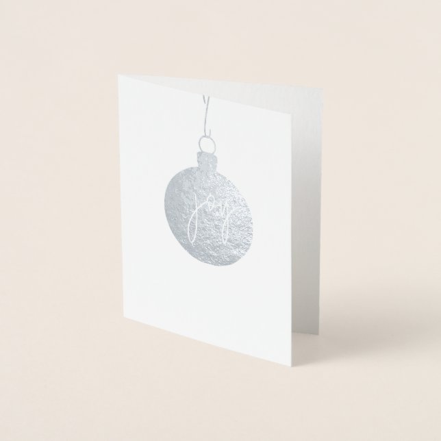 Tarjeta Con Relieve Metalizado ORNAMENT JOY Holiday Card Silver (Anverso)