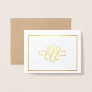 Tarjeta Con Relieve Metalizado Ornamento simple de oro o plata