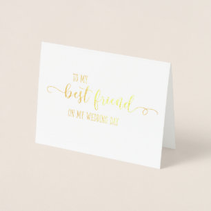 Tarjeta Con Relieve Metalizado Oro a mi mejor amigo en mi carta de bodas