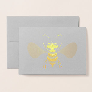 Tarjeta Con Relieve Metalizado Oro Bee
