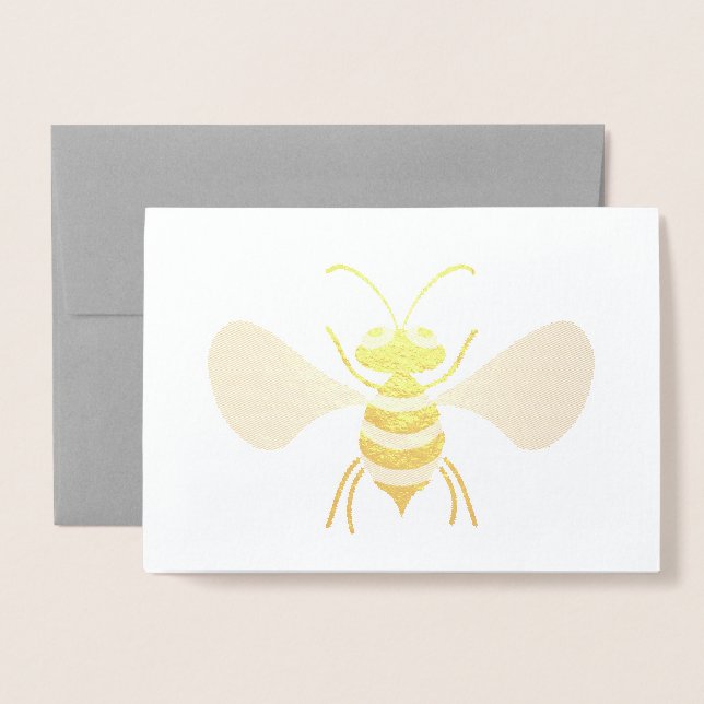Tarjeta Con Relieve Metalizado Oro Bee (Anverso con sobre)