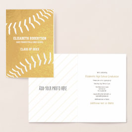 Tarjeta Con Relieve Metalizado oro de la fiesta de graduación del atleta del chic
