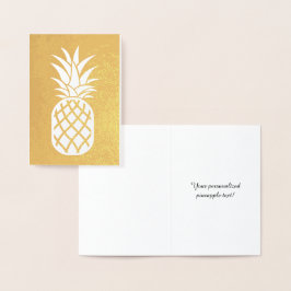 Tarjeta Con Relieve Metalizado Oro de piña