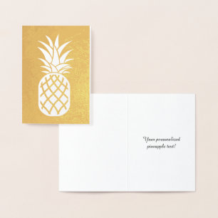 Tarjeta Con Relieve Metalizado Oro de piña