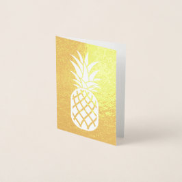 Tarjeta Con Relieve Metalizado Oro de piña