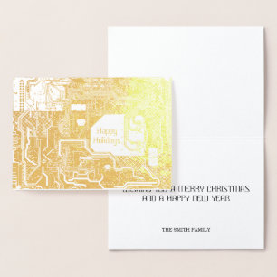 Tarjeta Con Relieve Metalizado Oro del circuito
