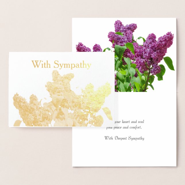 Tarjeta Con Relieve Metalizado Oro Morple Lilacs Sympathy (Demostración)