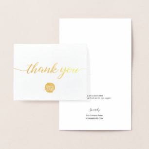 Tarjeta Con Relieve Metalizado Oro Negro Empresarial Elegante pequeño agradecimie