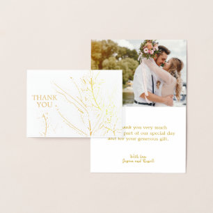 Tarjeta Con Relieve Metalizado Oro REAL de papel ALABADO Casamiento con Foto