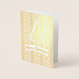 Tarjeta Con Relieve Metalizado Oro Real Gran Gatsby Art Deco Feliz Navidad