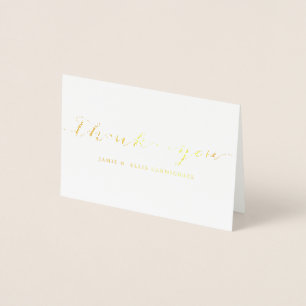 Tarjeta Con Relieve Metalizado Oro simple Gracias Notecard