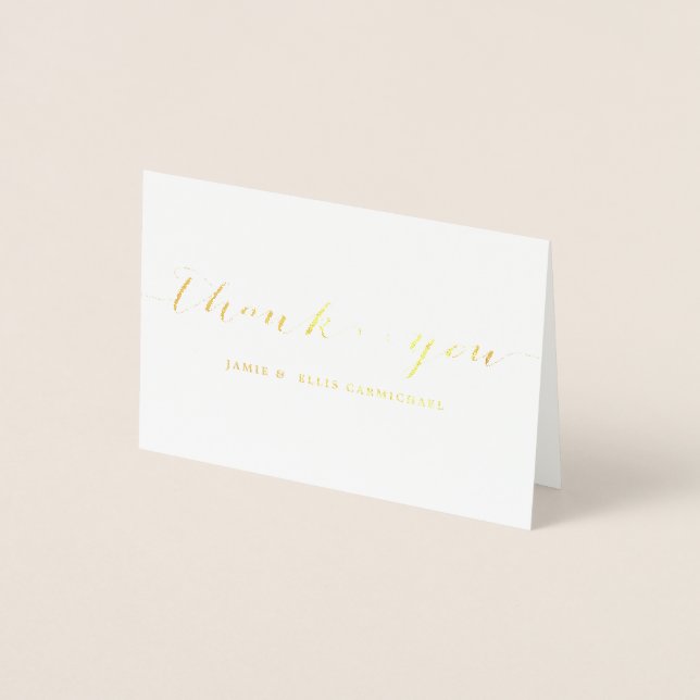 Tarjeta Con Relieve Metalizado Oro simple Gracias Notecard (Anverso)