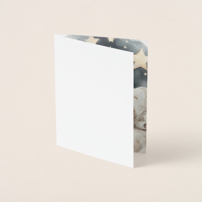 TARJETA CON RELIEVE METALIZADO OSO DE DORMIR (Anverso)