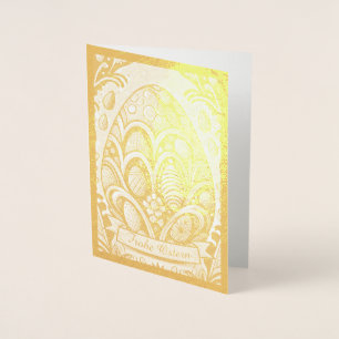 Tarjeta Con Relieve Metalizado Ostermotiv monocromo Personalizado mit Ostereier 1