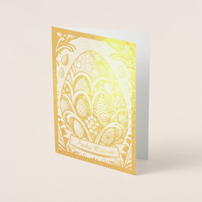 Tarjeta Con Relieve Metalizado Ostermotiv monocromo Personalizado mit Ostereier 1 (Anverso)
