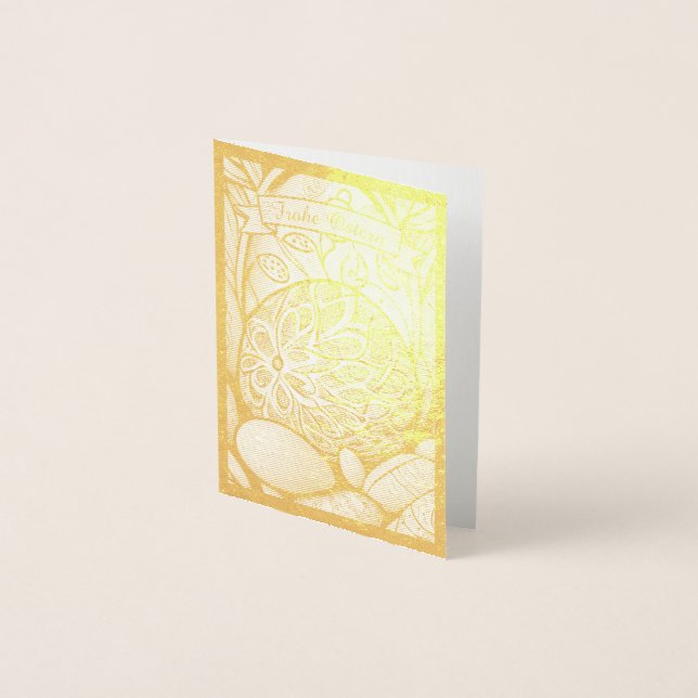 Tarjeta Con Relieve Metalizado Ostermotiv monocromo Personalizado mit Ostereier 9 (Anverso)