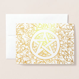 Tarjeta Con Relieve Metalizado Pagan Yule Pentagram