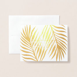 Tarjeta Con Relieve Metalizado Palm Fronds Tropical Boda Foto Gracias