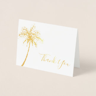 Tarjeta Con Relieve Metalizado Palm Tree Tropical Moderna Gracias